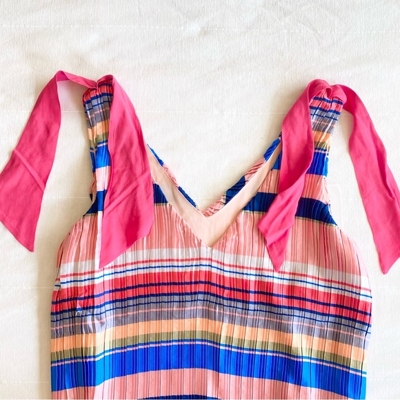 NWT FoxieDox Anthropologie Striped Pleated Shift Dress - Picture 13 of 16